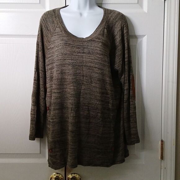 Perch by Blu Pepper Elbow Patch Sweater Sz 2XL Lightweight NWOT - Picture 1 of 6